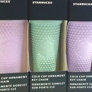 🆕 3 STARBUCKS ORNAMENT KEYCHAINS ICY STUD VENTI TUMBLER CHRISTMAS COLLECTION